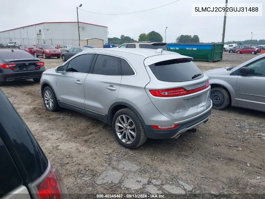 2016 Lincoln Mkc Select VIN: 5LMCJ2C92GUJ31488 Lot: 40345467