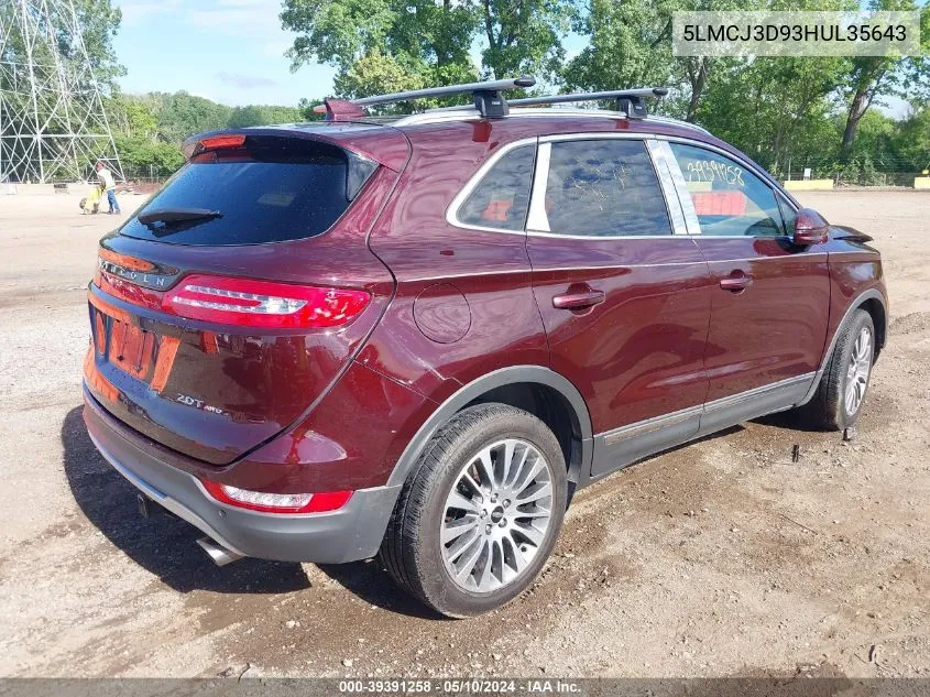 2017 Lincoln Mkc Reserve VIN: 5LMCJ3D93HUL35643 Lot: 39391258