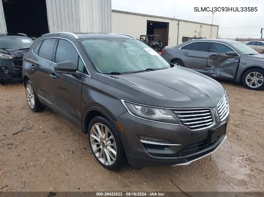 2017 Lincoln Mkc Reserve VIN: 5LMCJ3C93HUL33585 Lot: 39422922