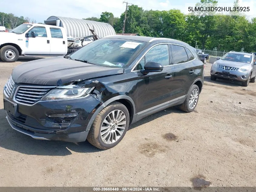 5LMCJ3D92HUL35925 2017 Lincoln Mkc Reserve