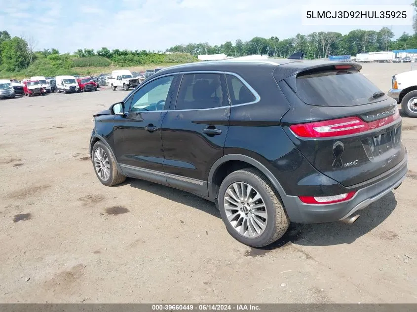 2017 Lincoln Mkc Reserve VIN: 5LMCJ3D92HUL35925 Lot: 39660449