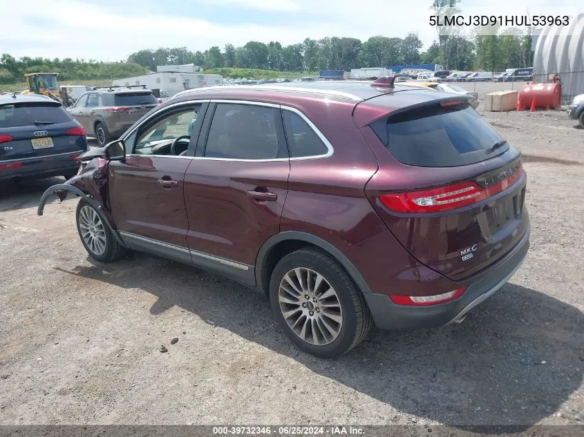 2017 Lincoln Mkc Reserve VIN: 5LMCJ3D91HUL53963 Lot: 39732346