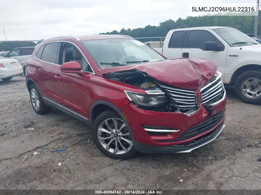 2017 Lincoln Mkc Select VIN: 5LMCJ2C96HUL22316 Lot: 40094742