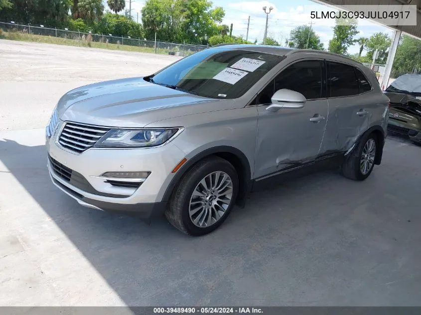 2018 Lincoln Mkc Reserve VIN: 5LMCJ3C93JUL04917 Lot: 39489490