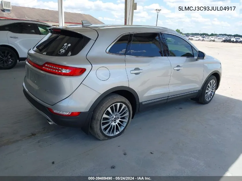 2018 Lincoln Mkc Reserve VIN: 5LMCJ3C93JUL04917 Lot: 39489490