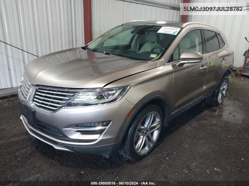 2018 Lincoln Mkc Reserve VIN: 5LMCJ3D97JUL28782 Lot: 39500016