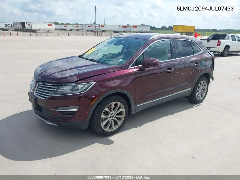 2018 Lincoln Mkc Select VIN: 5LMCJ2C94JUL07433 Lot: 39607093