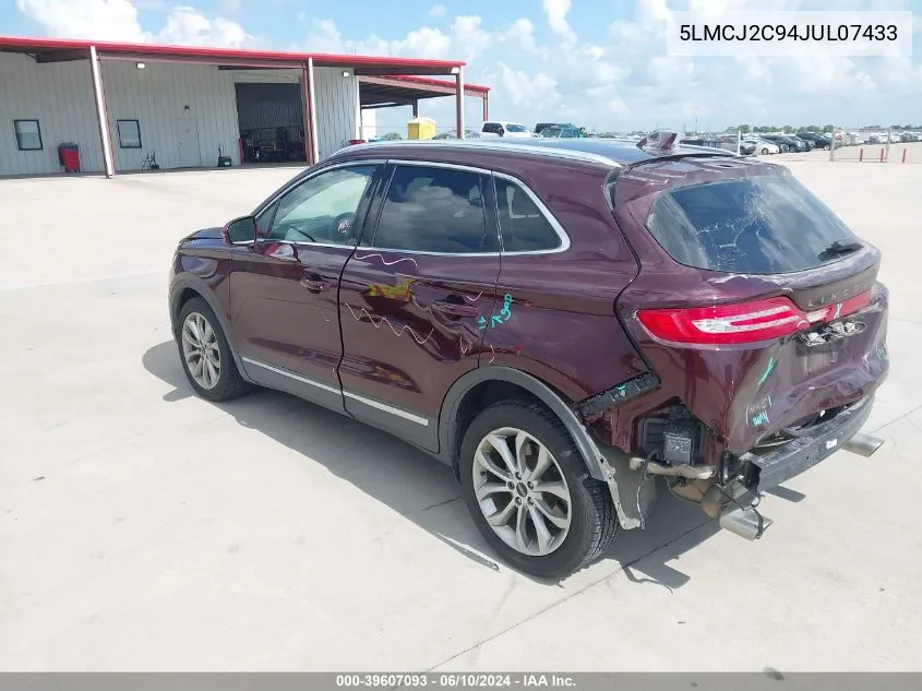 2018 Lincoln Mkc Select VIN: 5LMCJ2C94JUL07433 Lot: 39607093