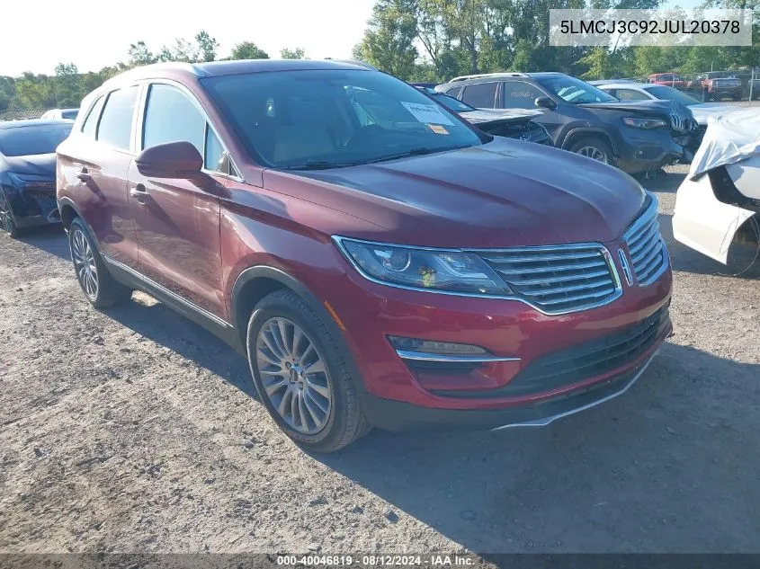 2018 Lincoln Mkc Reserve VIN: 5LMCJ3C92JUL20378 Lot: 40046819