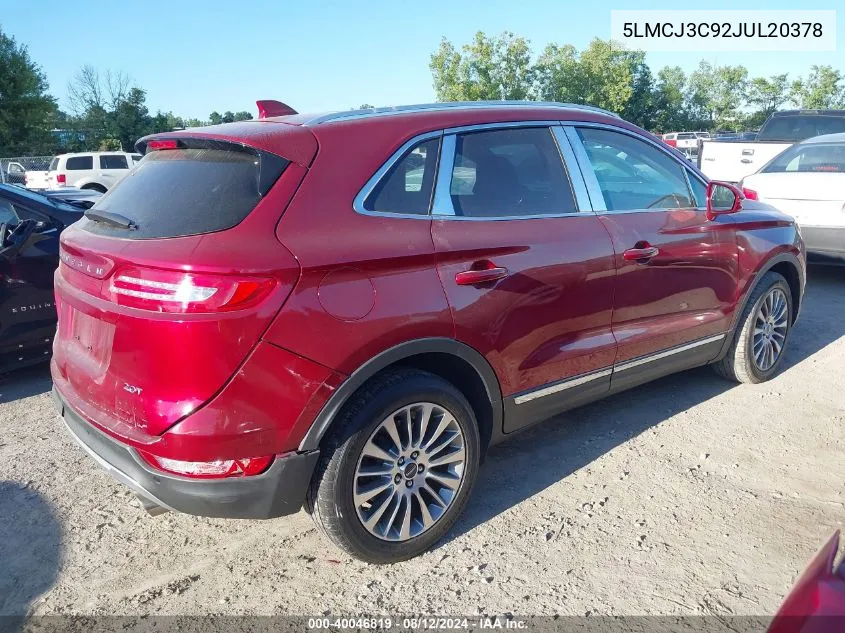 2018 Lincoln Mkc Reserve VIN: 5LMCJ3C92JUL20378 Lot: 40046819