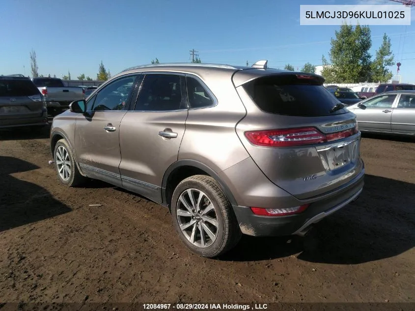 2019 Lincoln Mkc Reserve VIN: 5LMCJ3D96KUL01025 Lot: 12084967