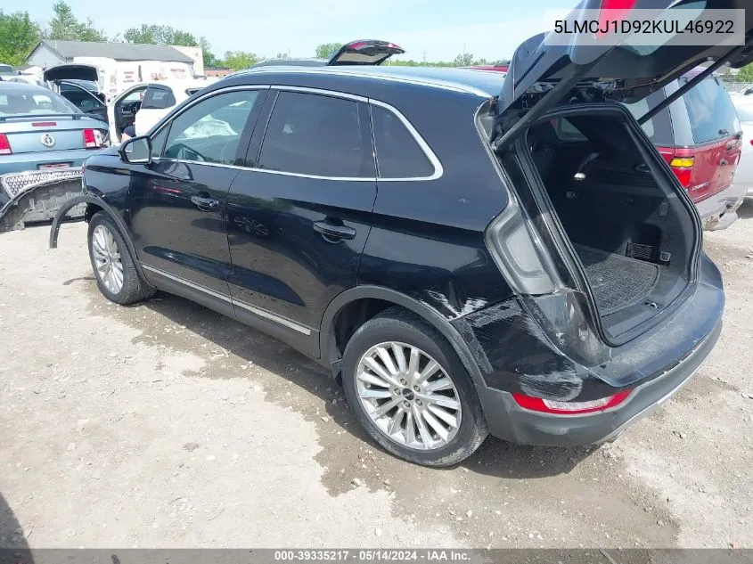 2019 Lincoln Mkc Standard VIN: 5LMCJ1D92KUL46922 Lot: 39335217