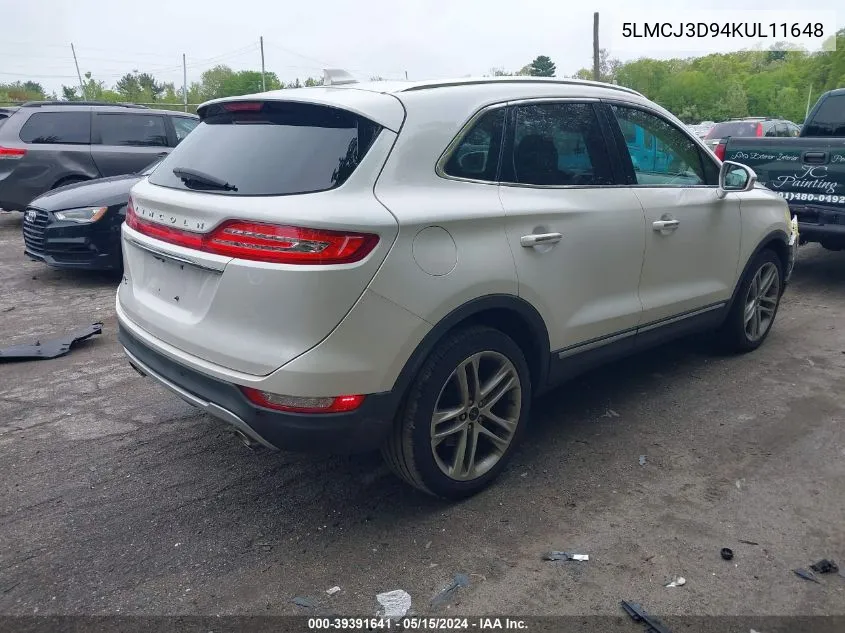 5LMCJ3D94KUL11648 2019 Lincoln Mkc Reserve