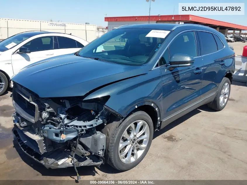 2019 Lincoln Mkc Select VIN: 5LMCJ2D95KUL47892 Lot: 39564356