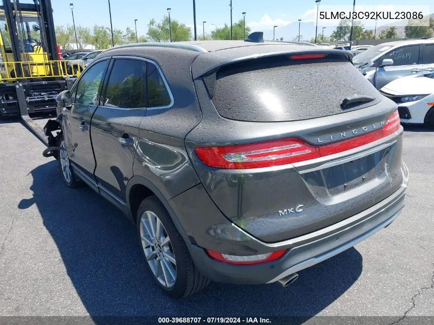 2019 Lincoln Mkc Reserve VIN: 5LMCJ3C92KUL23086 Lot: 39688707