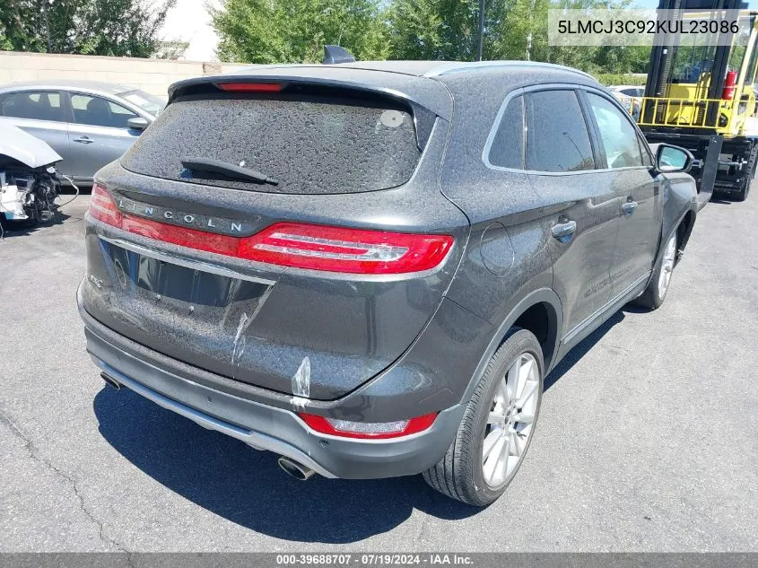 2019 Lincoln Mkc Reserve VIN: 5LMCJ3C92KUL23086 Lot: 39688707