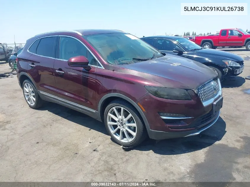 2019 Lincoln Mkc Reserve VIN: 5LMCJ3C91KUL26738 Lot: 39832143