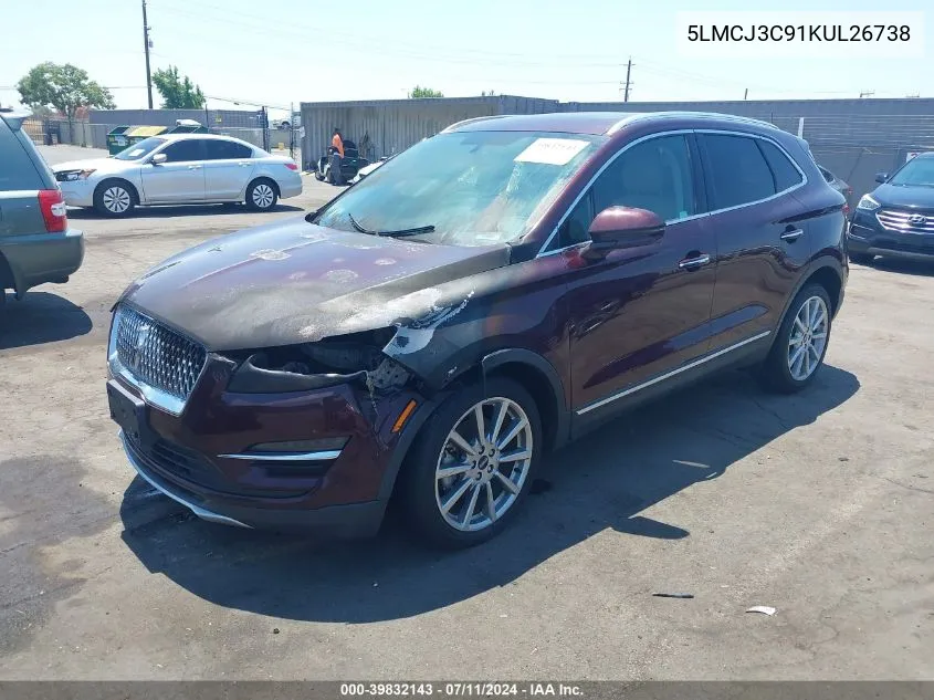 2019 Lincoln Mkc Reserve VIN: 5LMCJ3C91KUL26738 Lot: 39832143