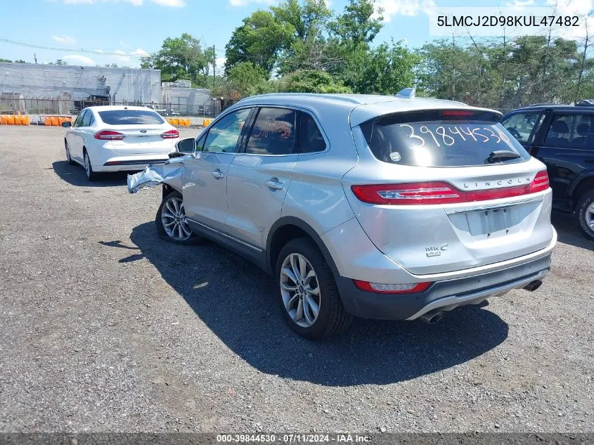 2019 Lincoln Mkc Select VIN: 5LMCJ2D98KUL47482 Lot: 39844530