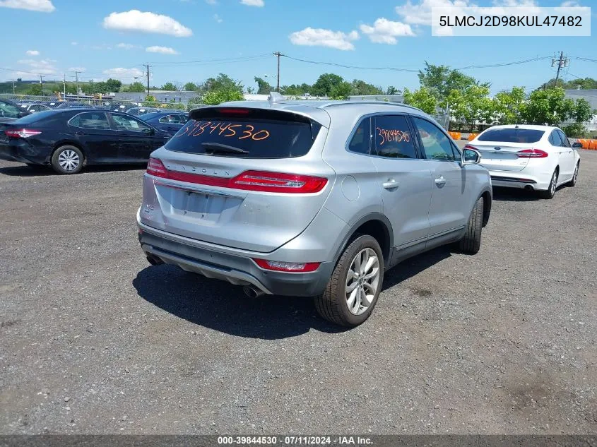 2019 Lincoln Mkc Select VIN: 5LMCJ2D98KUL47482 Lot: 39844530