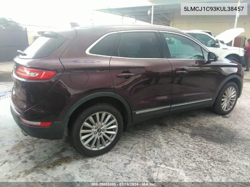 2019 Lincoln Mkc Standard VIN: 5LMCJ1C93KUL38457 Lot: 39885595