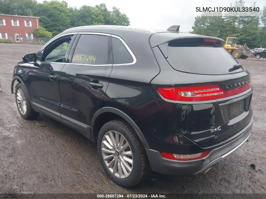 2019 Lincoln Mkc Standard VIN: 5LMCJ1D90KUL33540 Lot: 39887294