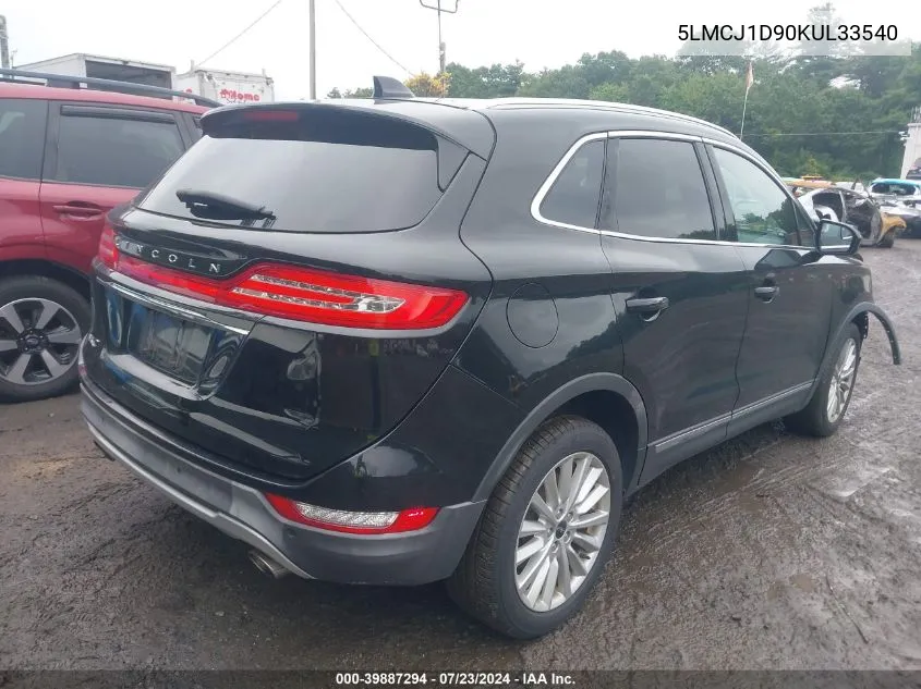 2019 Lincoln Mkc Standard VIN: 5LMCJ1D90KUL33540 Lot: 39887294