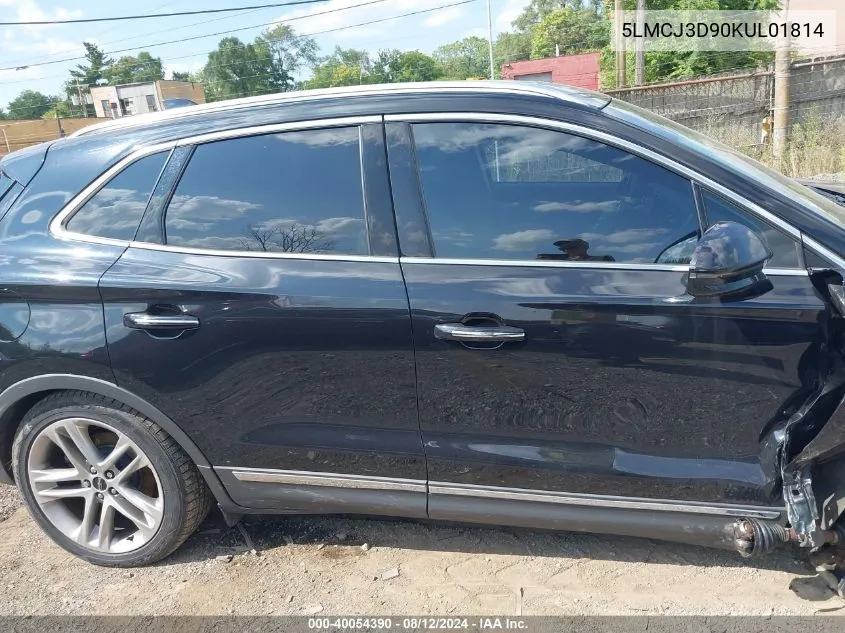 2019 Lincoln Mkc Reserve VIN: 5LMCJ3D90KUL01814 Lot: 40054390