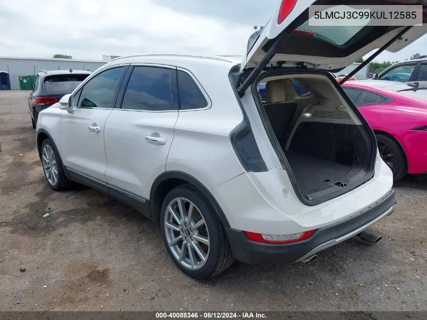 2019 Lincoln Mkc Reserve VIN: 5LMCJ3C99KUL12585 Lot: 40088346