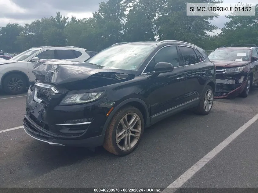 2019 Lincoln Mkc Reserve VIN: 5LMCJ3D93KUL01452 Lot: 40239578