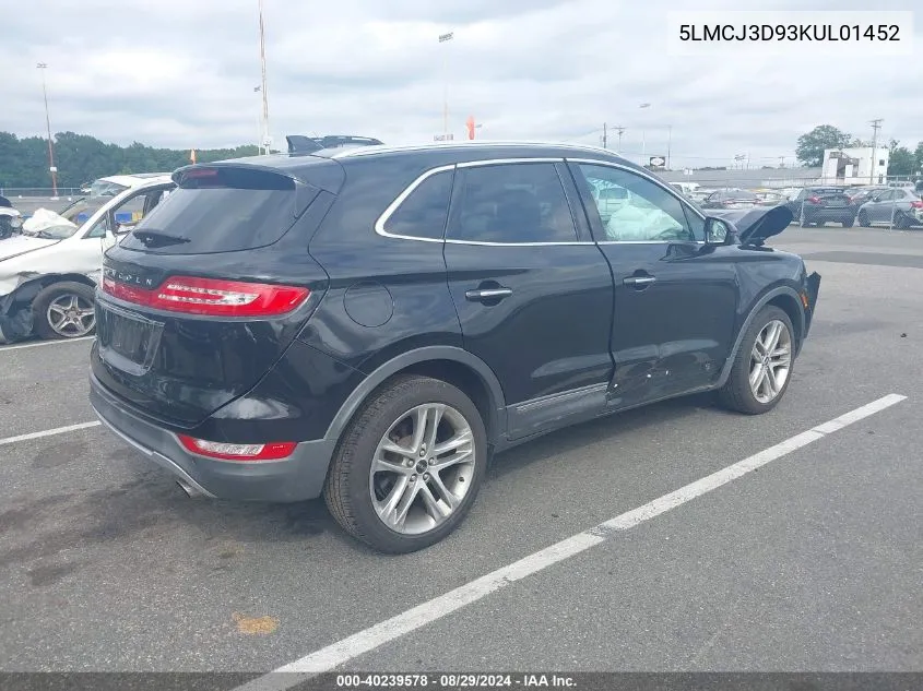 2019 Lincoln Mkc Reserve VIN: 5LMCJ3D93KUL01452 Lot: 40239578