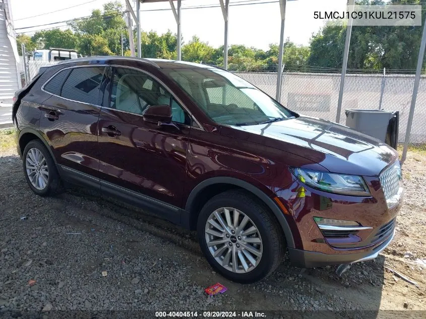 2019 Lincoln Mkc Standard VIN: 5LMCJ1C91KUL21575 Lot: 40404514