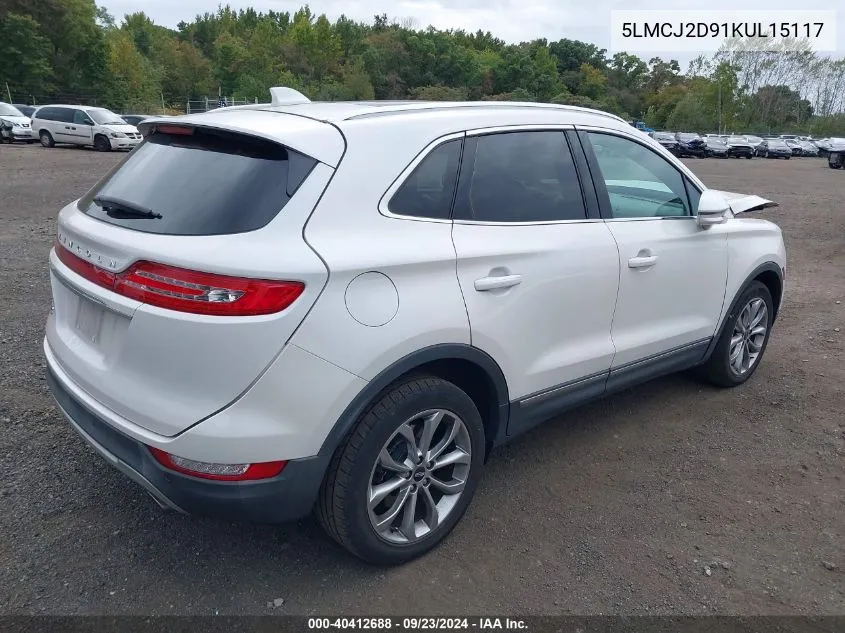 2019 Lincoln Mkc Select VIN: 5LMCJ2D91KUL15117 Lot: 40412688