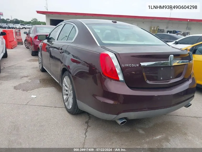 2009 Lincoln Mks VIN: 1LNHM93R49G604298 Lot: 39917409