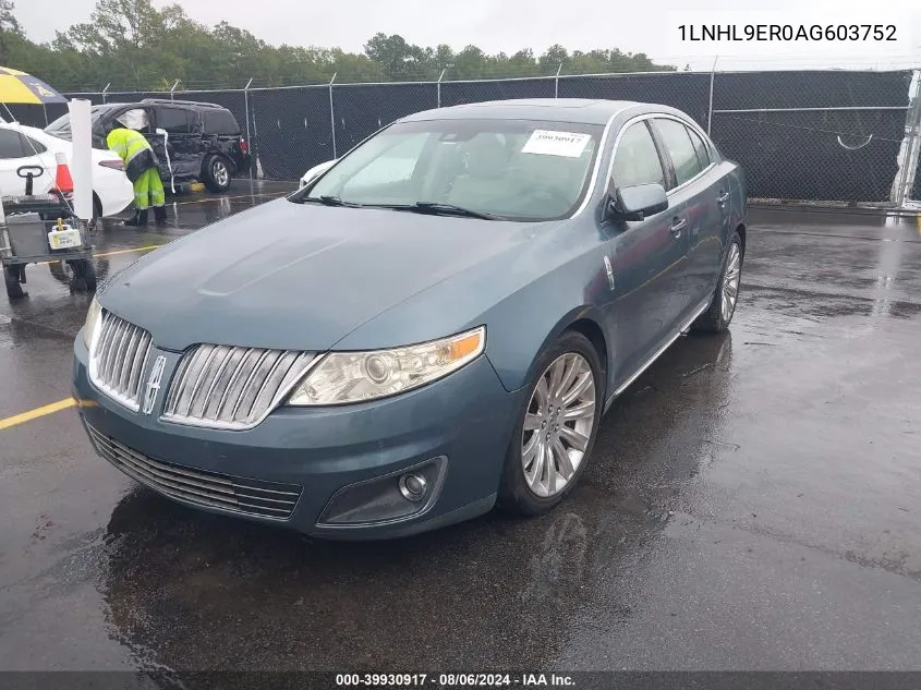 2010 Lincoln Mks VIN: 1LNHL9ER0AG603752 Lot: 39930917