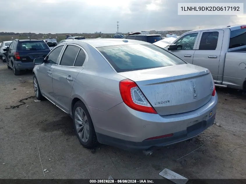 2013 Lincoln Mks VIN: 1LNHL9DK2DG617192 Lot: 39574228