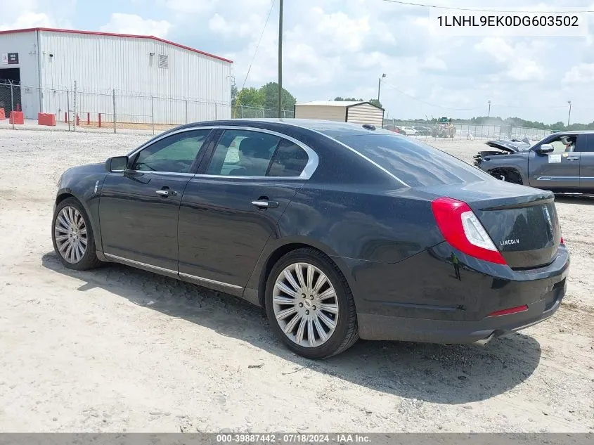 2013 Lincoln Mks VIN: 1LNHL9EK0DG603502 Lot: 39887442