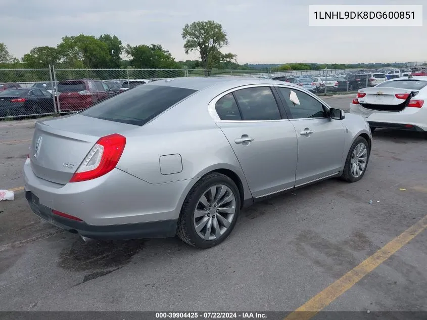 2013 Lincoln Mks VIN: 1LNHL9DK8DG600851 Lot: 39904425