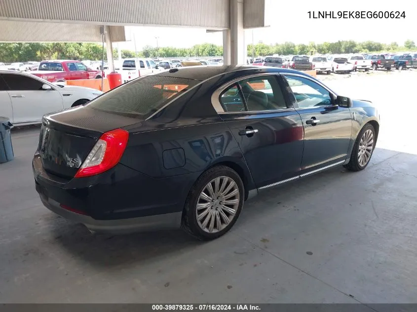 2014 Lincoln Mks VIN: 1LNHL9EK8EG600624 Lot: 39879325