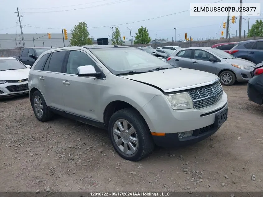 2007 Lincoln Mkx VIN: 2LMDU88C07BJ28377 Lot: 12010722