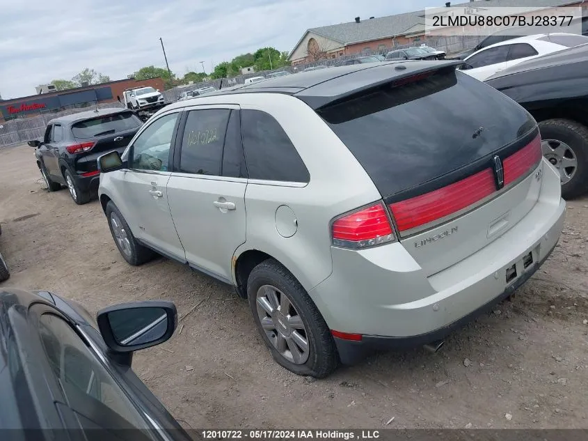 2007 Lincoln Mkx VIN: 2LMDU88C07BJ28377 Lot: 12010722