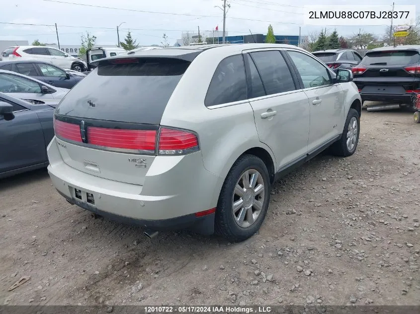 2007 Lincoln Mkx VIN: 2LMDU88C07BJ28377 Lot: 12010722