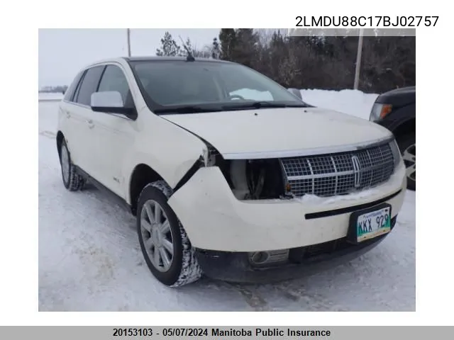 2007 Lincoln Mkx VIN: 2LMDU88C17BJ02757 Lot: 20153103