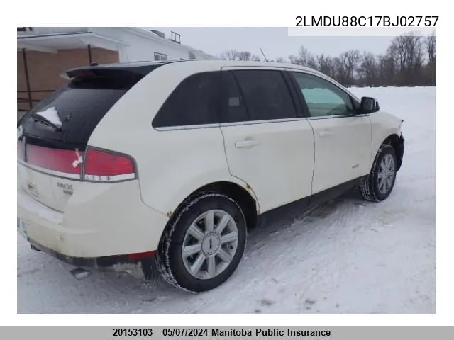 2007 Lincoln Mkx VIN: 2LMDU88C17BJ02757 Lot: 20153103