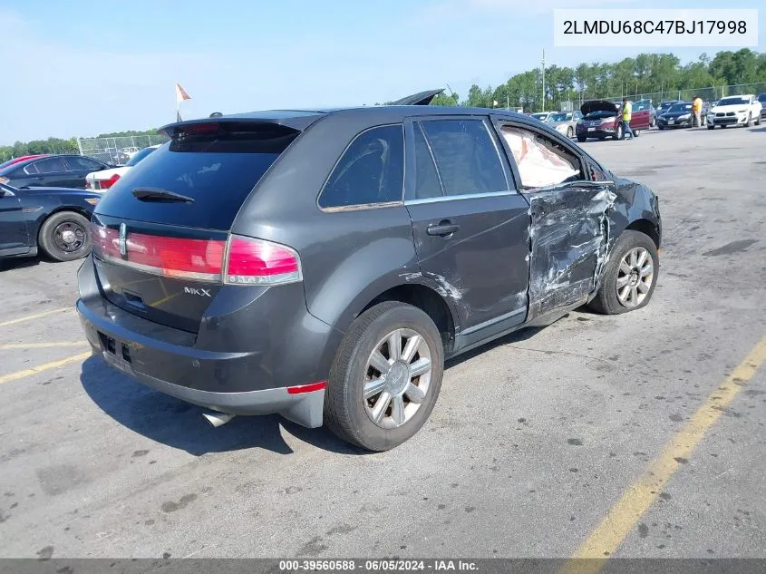 2007 Lincoln Mkx VIN: 2LMDU68C47BJ17998 Lot: 39560588