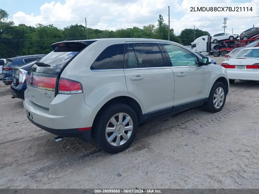 2007 Lincoln Mkx VIN: 2LMDU88CX7BJ21114 Lot: 39599865