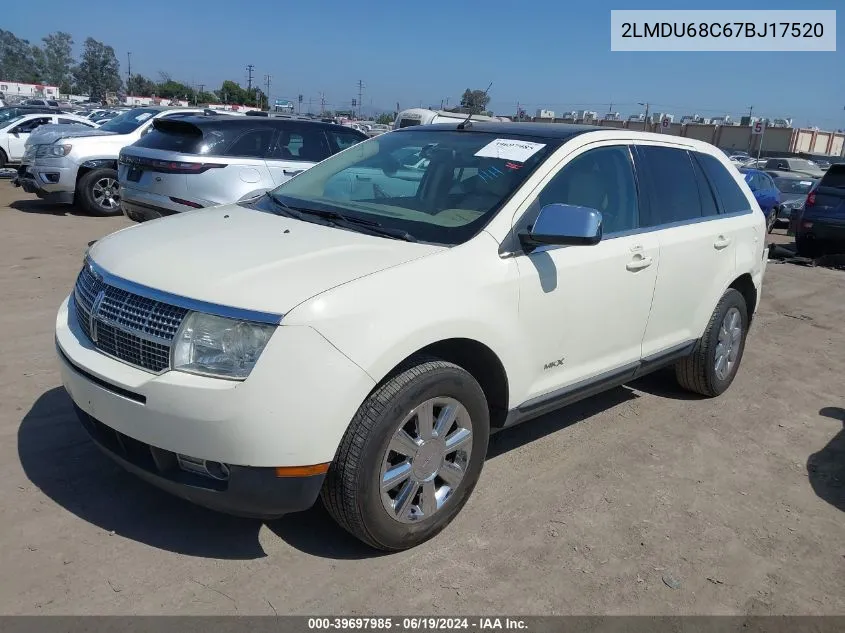 2007 Lincoln Mkx VIN: 2LMDU68C67BJ17520 Lot: 39697985