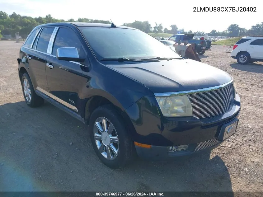 2007 Lincoln Mkx VIN: 2LMDU88CX7BJ20402 Lot: 39746977