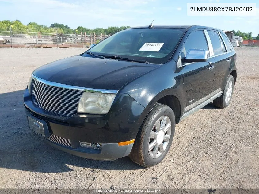 2007 Lincoln Mkx VIN: 2LMDU88CX7BJ20402 Lot: 39746977