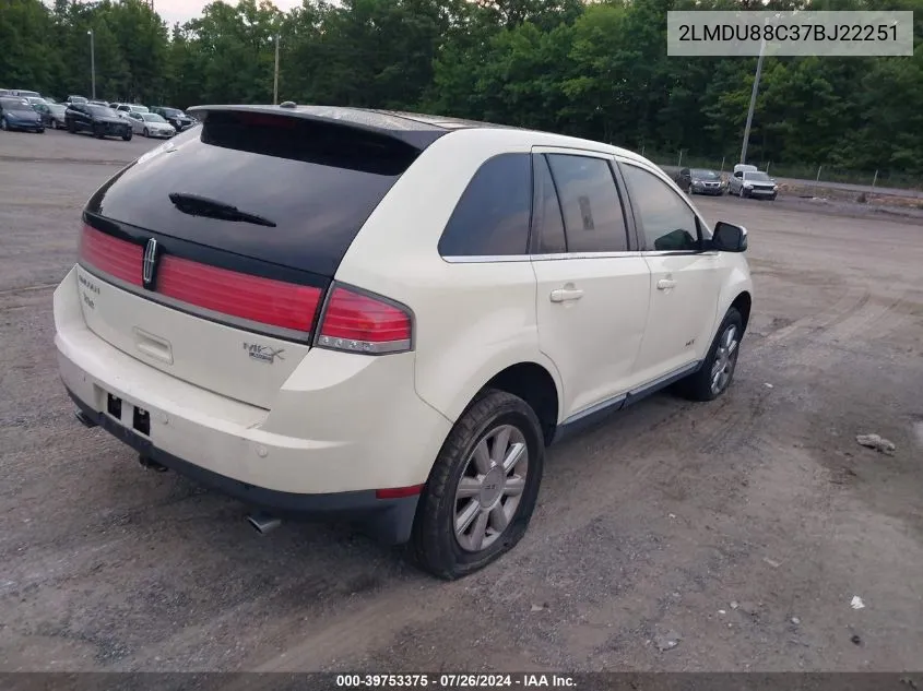 2007 Lincoln Mkx VIN: 2LMDU88C37BJ22251 Lot: 39753375